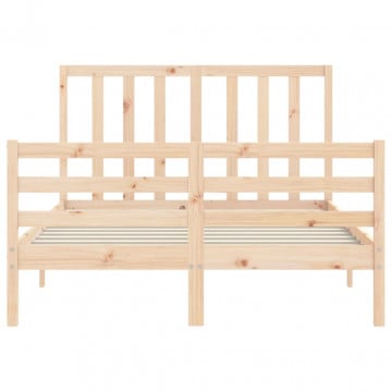 Cadru de pat cu tăblie 4FT, dublu mic, lemn masiv - Img 5