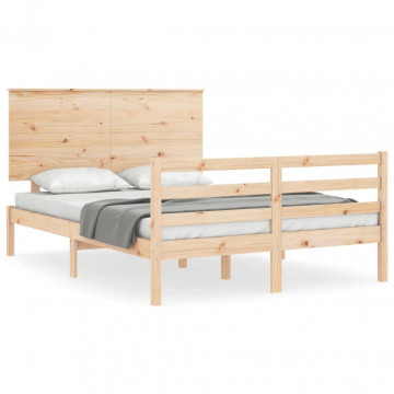 Cadru de pat cu tăblie 4FT, dublu mic, lemn masiv - Img 2