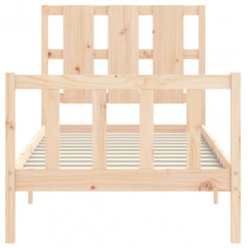 Cadru de pat cu tăblie, 90x190 cm, lemn masiv - Img 5