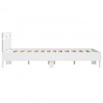 Cadru de pat cu tăblie, alb, 120x190 cm, lemn prelucrat - Img 4