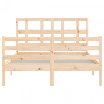 Cadru de pat cu tăblie, dublu, lemn masiv - Img 5