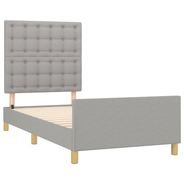 Cadru de pat cu tăblie, gri deschis, 100x200 cm, textil - Img 4