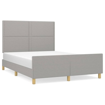 Cadru de pat cu tăblie, gri deschis, 140x200 cm, textil - Img 2