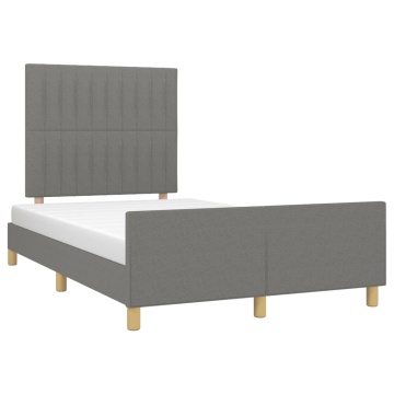 Cadru de pat cu tăblie, gri închis, 120x200 cm, textil - Img 3