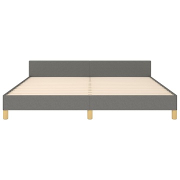 Cadru de pat cu tăblie, gri închis, 180x200 cm, textil - Img 5