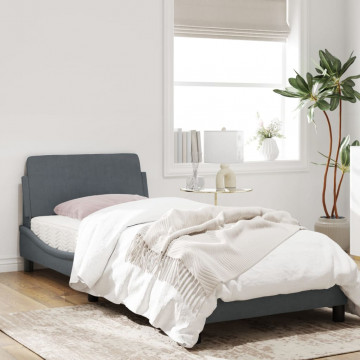 Cadru de pat cu tăblie, gri închis, 80x200 cm, catifea - Img 3