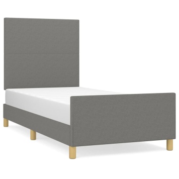 Cadru de pat cu tăblie, gri închis, 90x190 cm, textil - Img 2