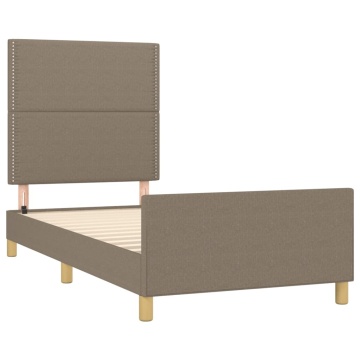 Cadru de pat cu tăblie, gri taupe, 90x200 cm, textil - Img 4