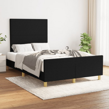 Cadru de pat cu tăblie, negru, 120x200 cm, textil - Img 1