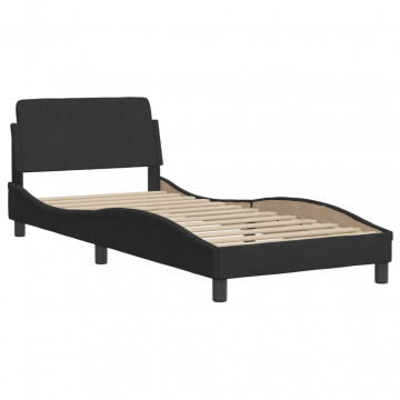 Cadru de pat cu tăblie, negru, 90x200 cm, catifea - Img 4