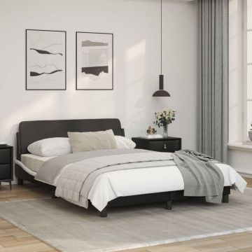 Cadru de pat cu tăblie, negru/alb, 140x200 cm, piele ecologică - Img 3