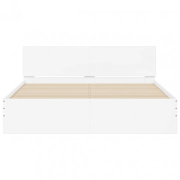 Cadru de pat cu tăblie și LED, alb, 150x200 cm - Img 6