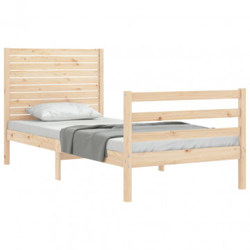 Cadru de pat cu tăblie single mic, lemn masiv - Img 4