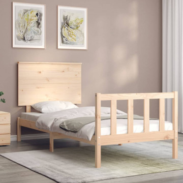 Cadru de pat cu tăblie single mic, lemn masiv - Img 3