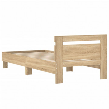 Cadru de pat cu tăblie stejar sonoma 75x190 cm lemn prelucrat - Img 6