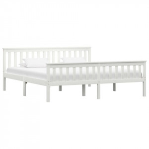 Cadru de pat din lemn masiv de pin, alb, 180 x 200 cm - Img 1
