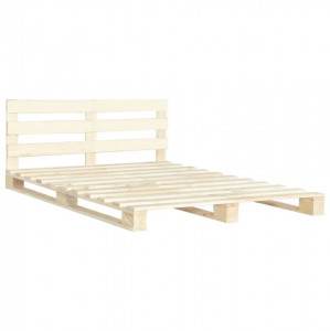 Cadru de pat din paleți, 200 x 200 cm, lemn masiv de pin - Img 2