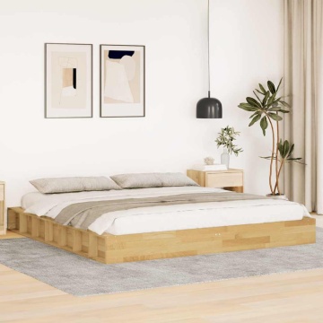 Cadru de pat fără saltea 180x200 cm din lemn masiv de stejar - Img 1