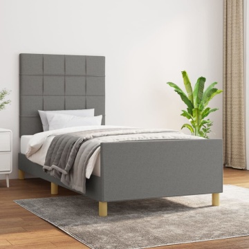 Cadru de pat fără saltea, gri închis, 100x200 cm, textil - Img 1