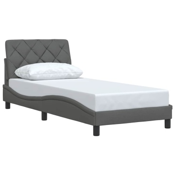 Cadru de pat fără saltea, gri închis, 90x200 cm, textil - Img 3