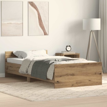 Cadru de pat fără saltea Stejar Artisan 75x190cm Lemn prelucrat - Img 1