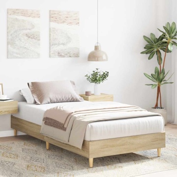 Cadru de pat fără saltea Stejar Sonoma 75x190 cm Lemn prelucrat - Img 3