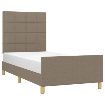 Cadru de pat fără saltea Taupe 90x200 cm țesătură - Img 3
