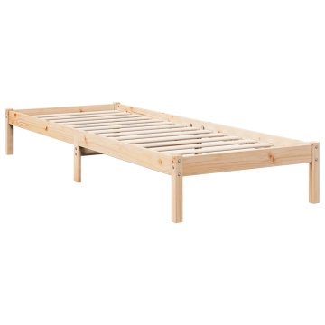 Cadru de pat foarte lung fără saltea, 80x210 cm, lemn masiv pin - Img 3