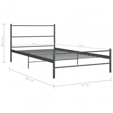 Cadru de pat, gri, 90 x 200 cm, metal - Img 6