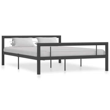 Cadru de pat, gri și alb, 160 x 200 cm, metal - Img 1