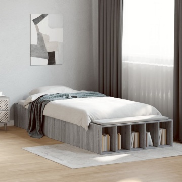 Cadru de pat, gri sonoma, 100x200 cm, lemn prelucrat - Img 3