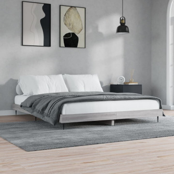 Cadru de pat, gri sonoma, 120x200 cm, lemn prelucrat - Img 1