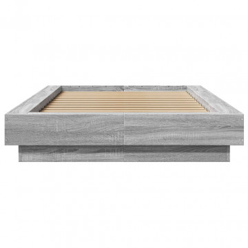 Cadru de pat, gri sonoma, 90x190 cm, lemn prelucrat - Img 4