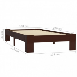 Cadru de pat, maro închis, 100 x 200 cm, lemn masiv de pin - Img 6