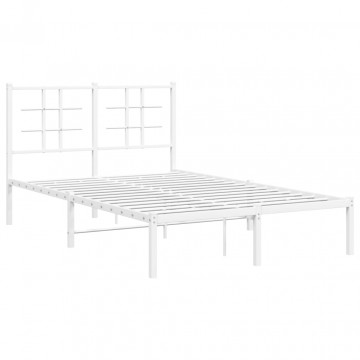 Cadru de pat metalic cu tăblie, alb, 120x200 cm - Img 2