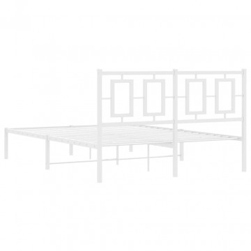 Cadru de pat metalic cu tăblie, alb, 140x190 cm - Img 6