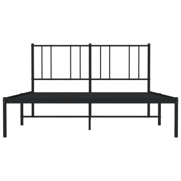 Cadru de pat metalic cu tăblie, negru, 120x190 cm - Img 5