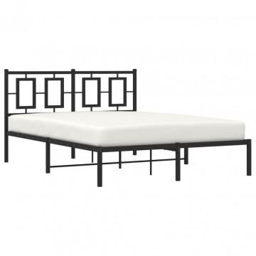 Cadru de pat metalic cu tăblie, negru, 140x190 cm - Img 4