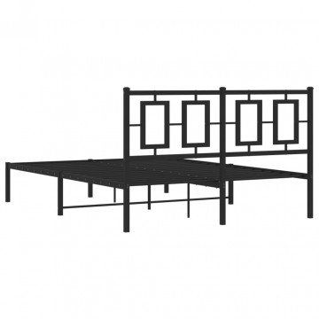 Cadru de pat metalic cu tăblie, negru, 140x190 cm - Img 6