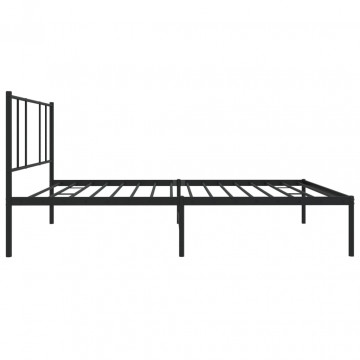 Cadru de pat metalic cu tăblie, negru, 75x190 cm - Img 6