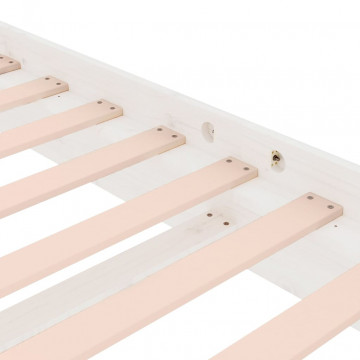 Cadru de pat mic dublu 4FT, alb, 120x190 cm, lemn masiv - Img 6