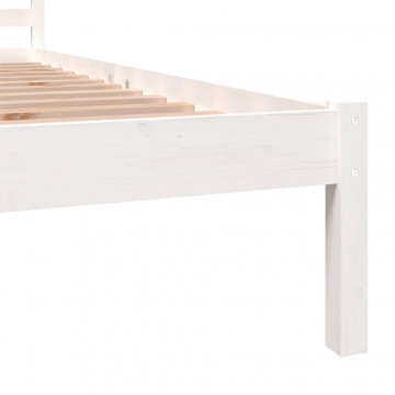 Cadru de pat mic Single 2FT6, alb, 75x190 cm, lemn masiv de pin - Img 5