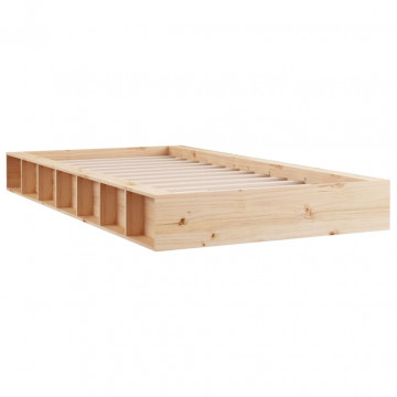 Cadru de pat mic single, 75x190 cm, lemn masiv - Img 3