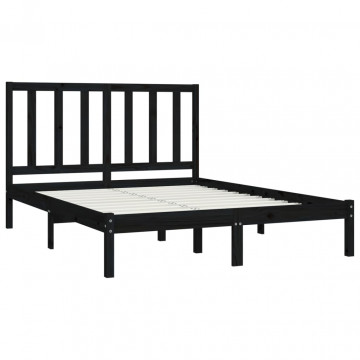 Cadru de pat, negru, 120x200 cm, lemn masiv de pin - Img 4