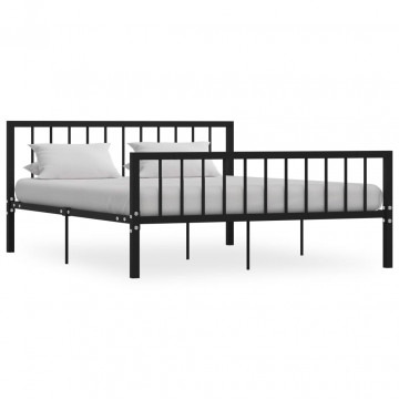 Cadru de pat, negru, 160 x 200 cm, metal - Img 1