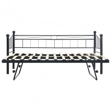 Cadru de pat, negru, 180x200/90x200 cm, oțel - Img 8