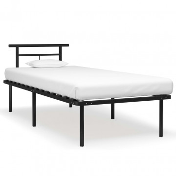 Cadru de pat, negru, 90 x 200 cm, metal - Img 1