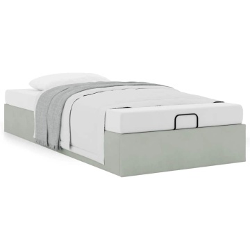 Cadru de pat otoman fără saltea Gri deschis 90x200 cm catifea - Img 1