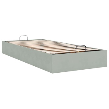 Cadru de pat otoman fără saltea Gri deschis 90x200 cm catifea - Img 6