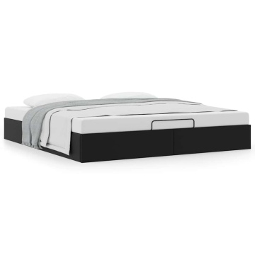 Cadru de pat otoman fără saltea Negru piele artificială - Img 2